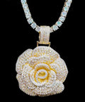 Rose pendant (silver rope chain)